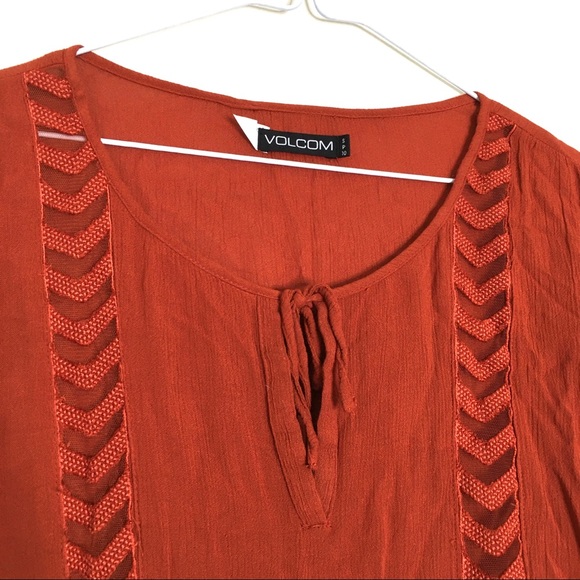 VOLCOM Burnt Orange Asymmetrical Tunic - semi-sheer - Picture 6 of 10